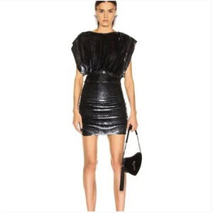 IRO Miracle Dress FR34 US2 Black Silver Sequin Metallic Sparkle Party Club Mini